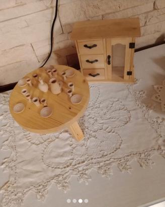 set mini arredi e utensili in legno 