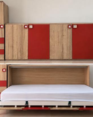 Letto singolo a scomparsa + colonna armadio