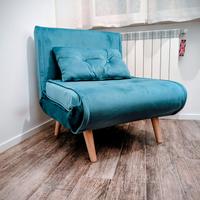 Divano letto in velluto turchese – Deghi Terat