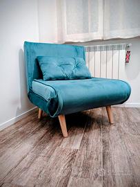 Divano letto in velluto turchese – Deghi Terat
