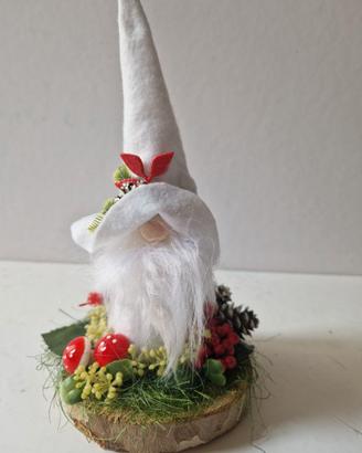 Elfo gnomo natalizio in legno feltro