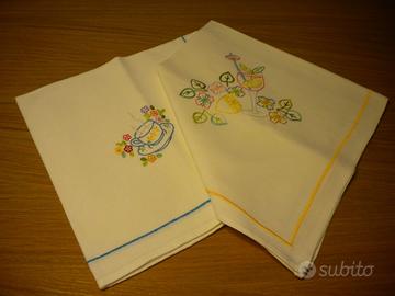 TOVAGLIETTE DA THE/CAFFE' LINO RICAMATE A MANO