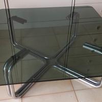 Tavolino vintage in vetro cristallo fumè