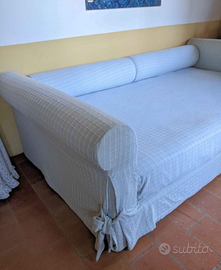 LETTO DORMEUSE UNA PIAZZA E MEZZO celeste cotone