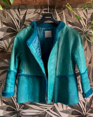 PINKO Giacca montone Verde Acqua Giubbotto pelle