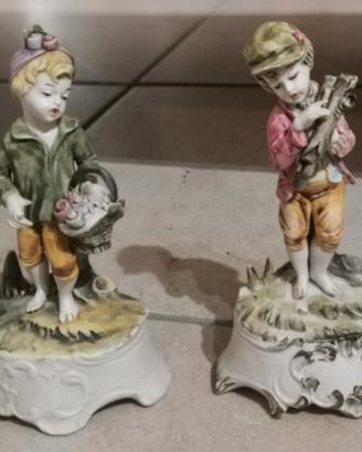 Coppia statuine ceramica La Diana Vecchia Bassano 