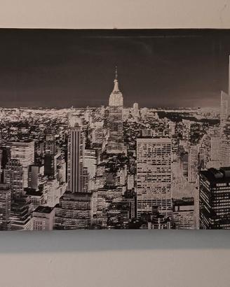 Quadro Stampa su Tela Skyline  New York Bianco Ner