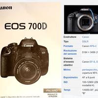 Canon Eos 700D con accessori illustrati