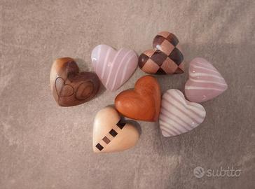 Lotto cuori 3d tridimensionali in legno ecc.