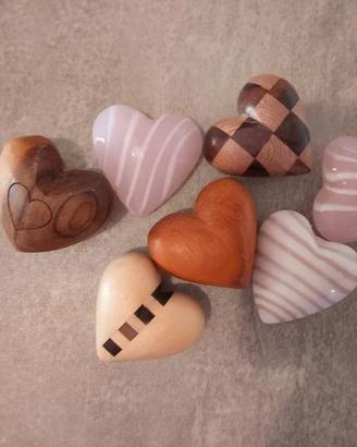 Lotto cuori 3d tridimensionali in legno ecc.