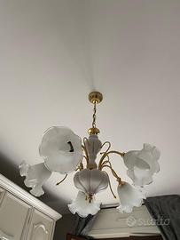 Lampadario bianco in ottone