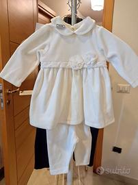 Completo battesimo bimba bianco panna 6 mesi