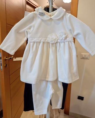 Completo battesimo bimba bianco panna 6 mesi