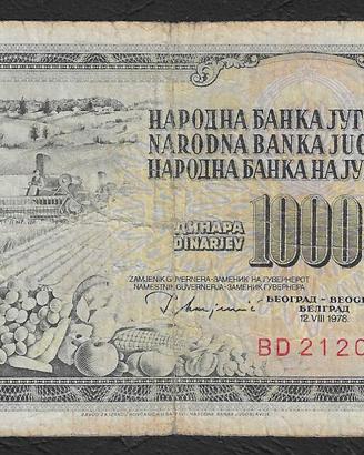 Jugoslavia - banconota circolata da 1000 Dinari