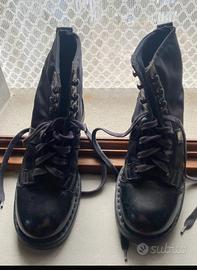 Boots  neri pelle e tessuto tecnico , n 37,