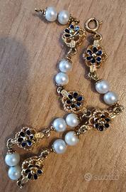Bracciale oro 18kt perle e smalti