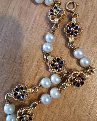 Bracciale oro 18kt perle e smalti