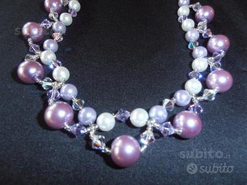 Collana tempestata in cristalli Swarovski/perline