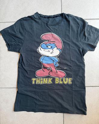T-shirt Puffi Peyo 2009 Think Blue Vintage Smurfs