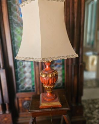 Lampada stile fiorentino legno intagliato dorato