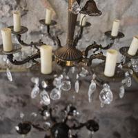 Lampadario ottone con gocce di cristallo