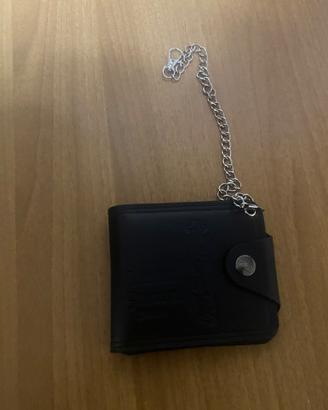Portafoglio nero con catena – stile biker, nuovo