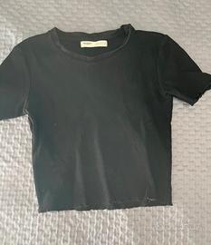 top crop nero a costine pull&bear - taglia s