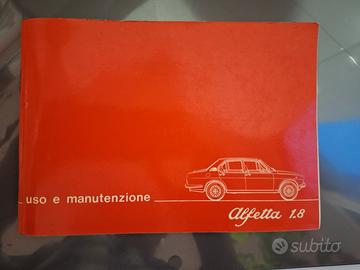 Libretto uso e manutenzione Alfetta 1800