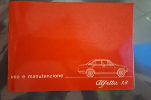 Libretto uso e manutenzione Alfetta 1800