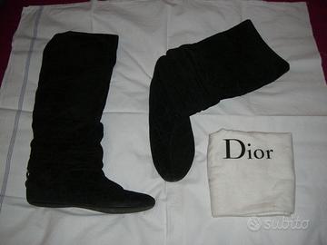 Stivale Piatto Dior Nero Scamosciato