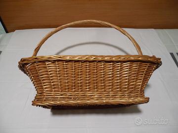 Cesto Rettangolare in Vimini Intrecciato a Mano