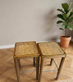 Coppia di Sgabelli in legno con paglia di Vienna