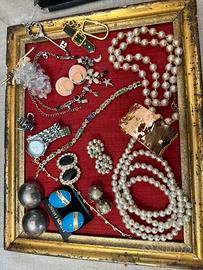 Lotto 16pz gioielli vintage perle clip