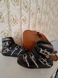 Scarponi Sci Vintage LA DOLOMITE + Borsa  pelle 