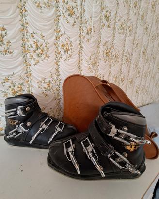 Scarponi Sci Vintage LA DOLOMITE + Borsa  pelle 