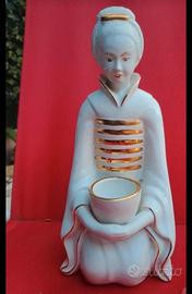 portacandela statuetta ceramica giapponese geisha
