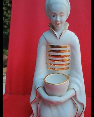portacandela statuetta ceramica giapponese geisha