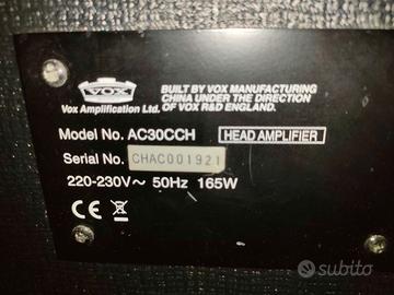 Testata VOX AC30 CCH - Rivalvolata e modificata
