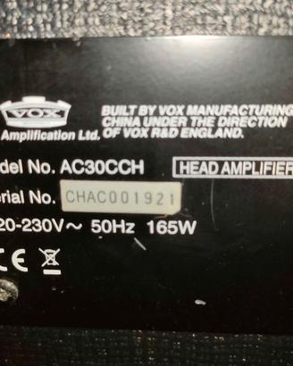 Testata VOX AC30 CCH - Rivalvolata e modificata