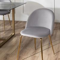 Sedia da pranzo in velluto grigio e gambe oro