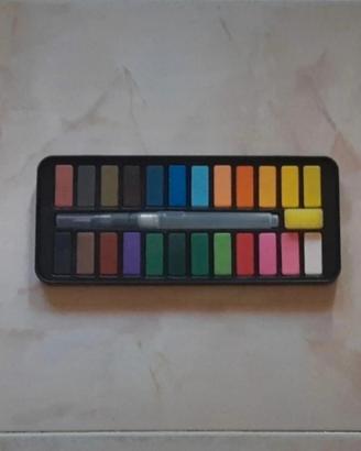 Acquerelli 24 colori con pennello ad acqua