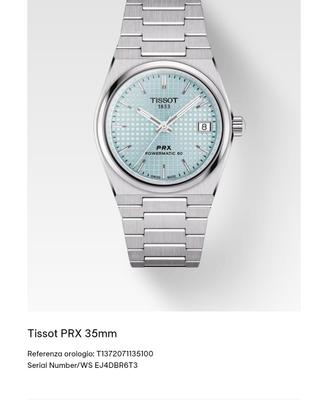 Tissot PRX Powermatic 80 da 35mm Ice blue full set