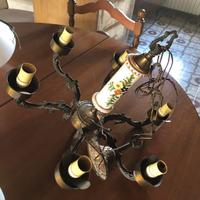 Lampadario vintage con sei finte candele
