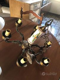 Lampadario vintage con sei finte candele