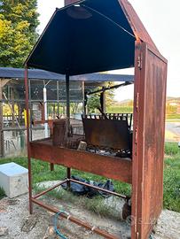 Barbecue ferro cappa/griglia profes legna o carb
