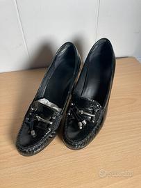Geox Mocassino Tacco Largo Vernice Neracon Nappine
