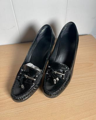 Geox Mocassino Tacco Largo Vernice Neracon Nappine