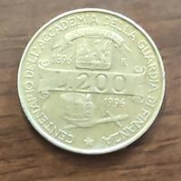 Moneta 200 lire centenario guardia di finanza