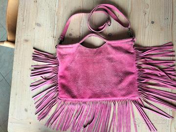 Borsa vera pelle scamosciata con frange, BATA