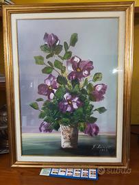QUADRO CON TEMA FLOREALE DIPINTO SU TELA